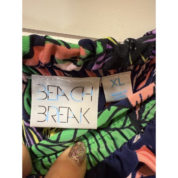 Beach Break Strapless Tropical Print Wide Leg Jumpsuit & Bolero Sweater Size XL - Picture 8 of 14